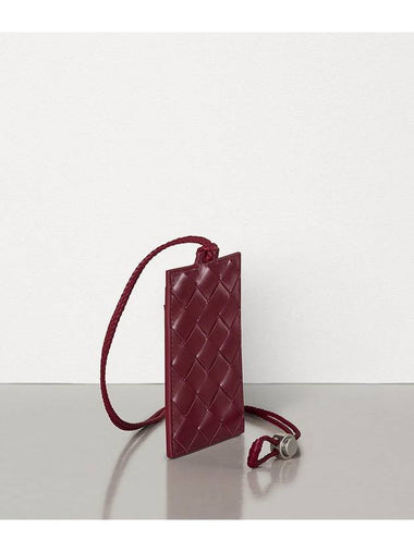 Intrecciato Woven Leather Burgundy Lanyard - BOTTEGA VENETA - BALAAN 1