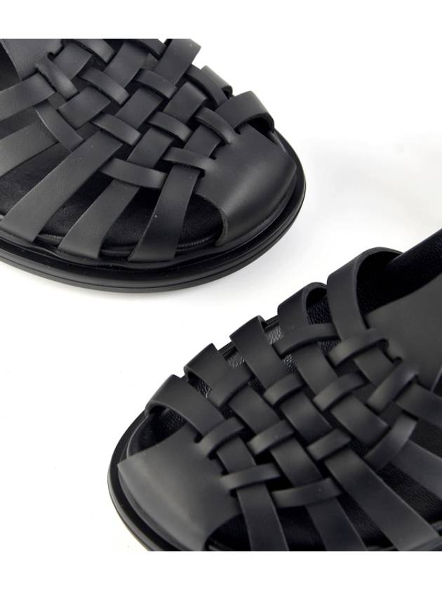 Leather Flat Sandals Black - MARNI - BALAAN 10