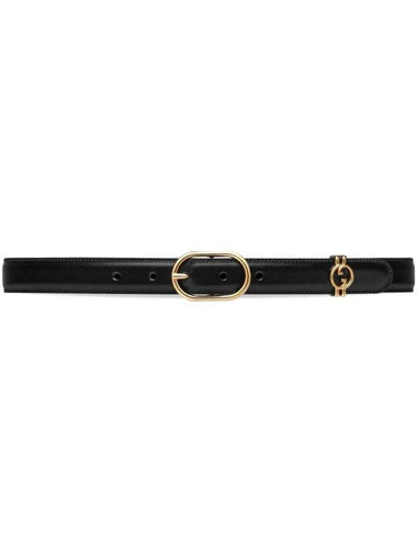 Interlocking G Logo Plaque Leather Belt Black - GUCCI - BALAAN 1