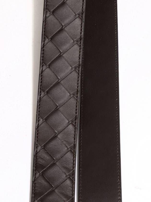 Men's Intrecciato Weaving Leather Belt Dark Brown - BOTTEGA VENETA - BALAAN 4