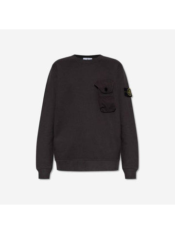 60419 Brushed Cotton Fleece Crew Neck Sweatshirt Dark Gray - STONE ISLAND - BALAAN.