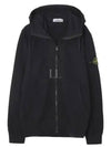 Brushed Cotton Fleece Garment Dyed Hooded Zip Up Black - STONE ISLAND - BALAAN 2