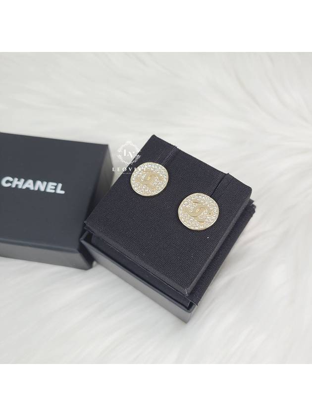 CC Logo Cubic Round Sparkly Medallion Earrings Gold AB7415 - CHANEL - BALAAN 6