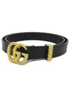 Women's GG Marmont Torchon Double G Buckle Leather Belt Black - GUCCI - BALAAN 2