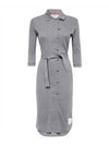 Women's Belted Shirt Midi Dress Grey - THOM BROWNE - BALAAN 1