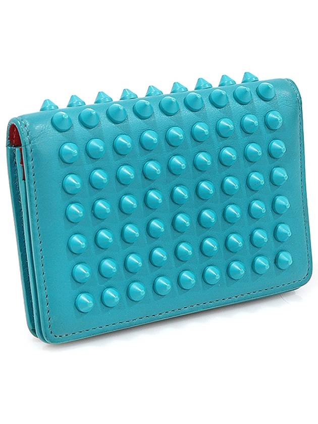 1145067 Emerald calfskin spike flap card wallet - CHRISTIAN LOUBOUTIN - BALAAN 3