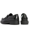 Chocolate Brushed Leather Loafers Black - PRADA - BALAAN 4