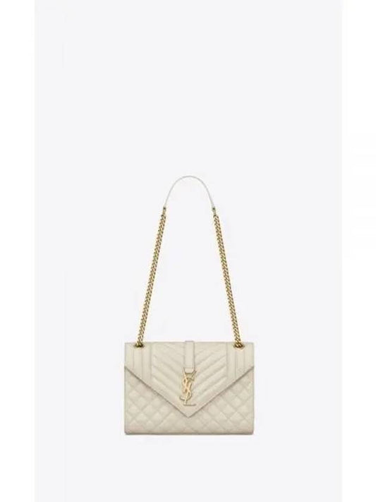 Gold Matelass Grain De Poudre Envelope Medium Shoulder Bag Ivory - SAINT LAURENT - BALAAN 2