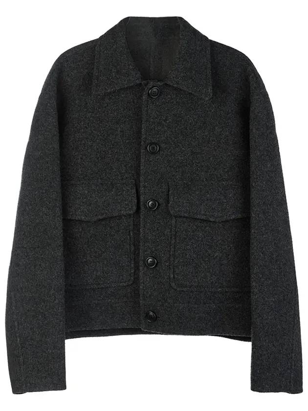 Wool Jacket Dark Grey - AMI - BALAAN 1