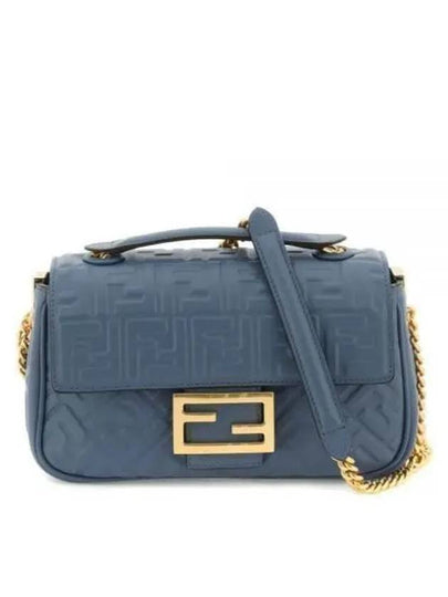 Baguette Medium Nappa Leather Chain Shoulder Bag Blue - FENDI - BALAAN 2