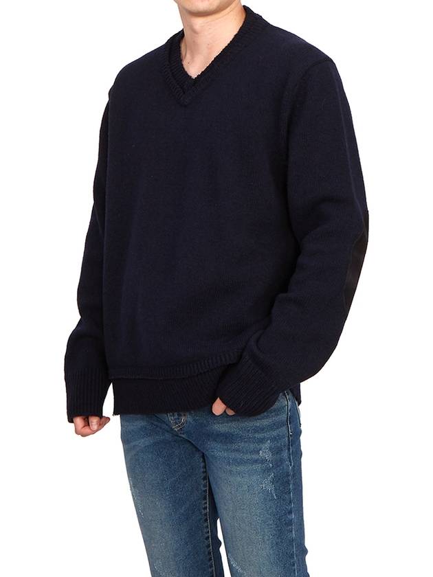 Men's 4 Stitch Elbow Patch Knit Top Navy - MAISON MARGIELA - BALAAN 8