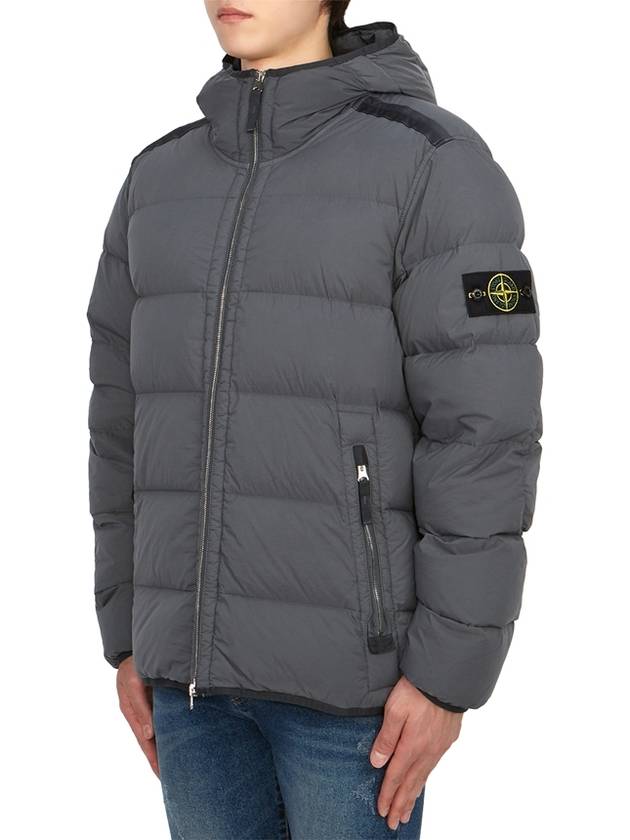 Seamless Logo Nylon Hooded Down Jacket Medium Grey - STONE ISLAND - BALAAN 4