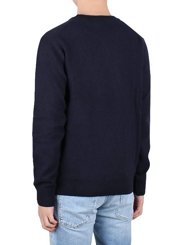 Baby Fox Patch Cosy Round Neck Pullover Wool Knit Top Navy - MAISON KITSUNE - BALAAN 5