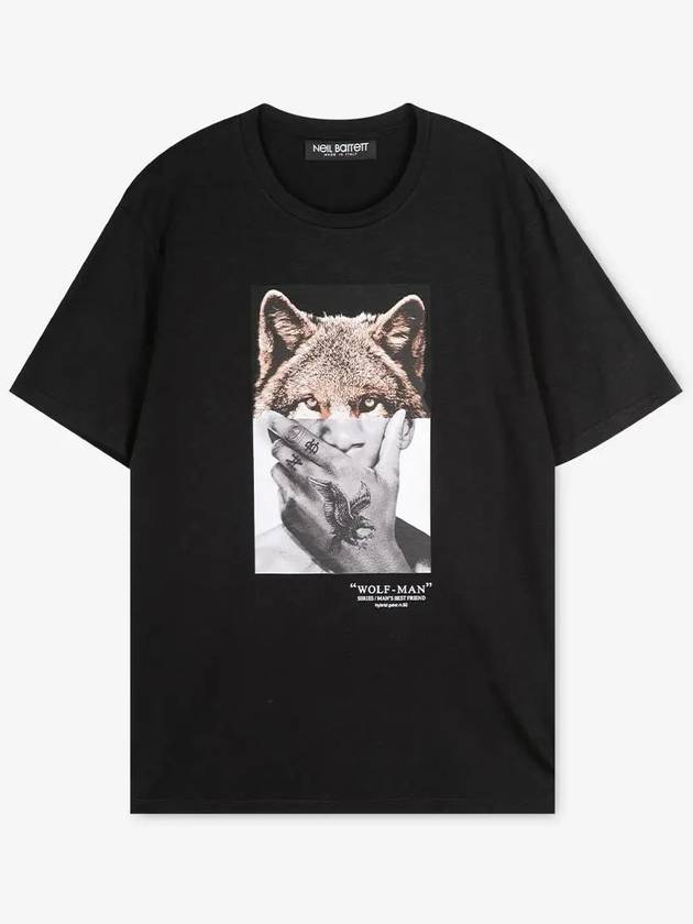 Wolfman Print Short Sleeve T-Shirt Black - NEIL BARRETT - BALAAN 3