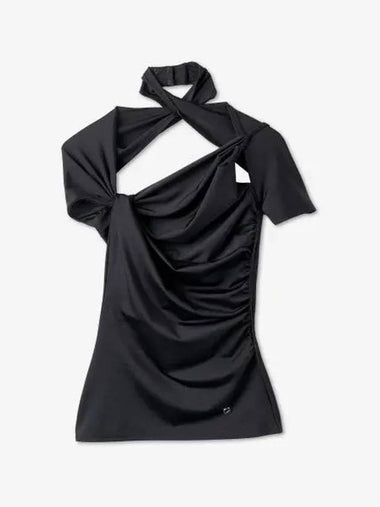 Ashmetric draped jersey short sleeve t shirt black COPJS54545BLACK - COPERNI - BALAAN 1