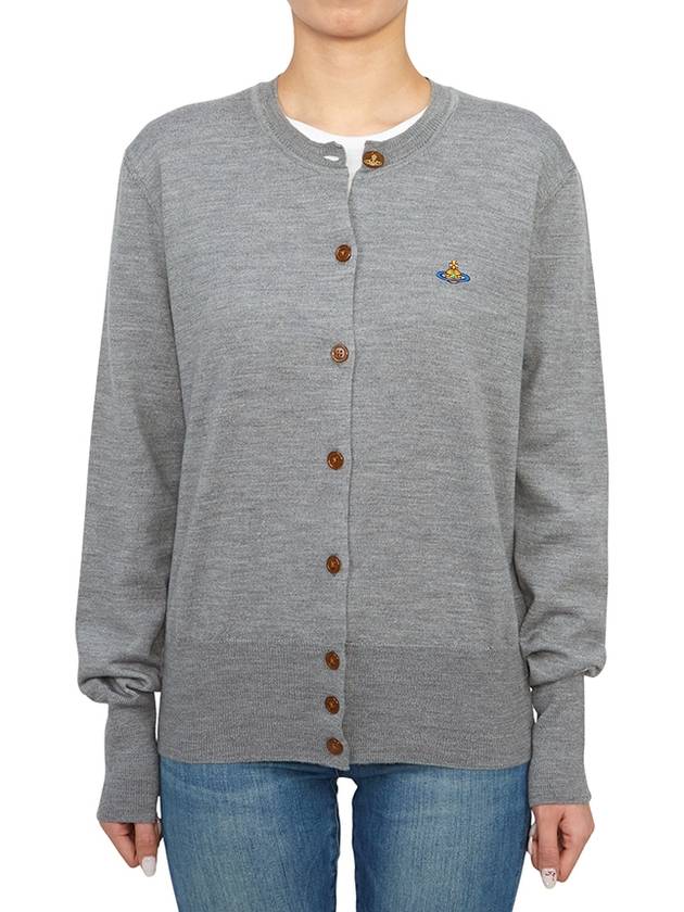 Bea Logo Wool Cardigan Grey - VIVIENNE WESTWOOD - BALAAN 3