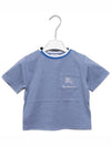 Kids Embroidered Logo Pocket Short Sleeve T-Shirt Blue - BURBERRY - BALAAN 4