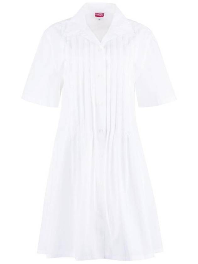 Poplin Shirt Cotton Short Dress White - KENZO - BALAAN 2