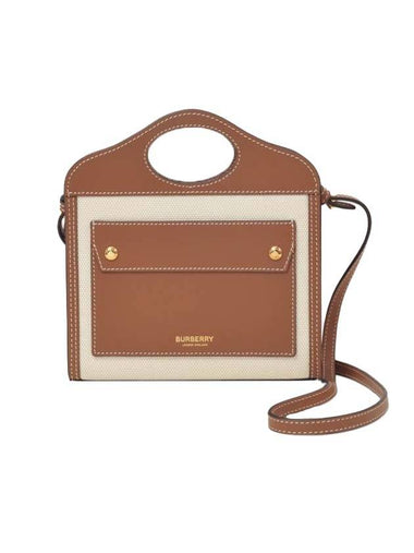 Pocket Logo Canvas Cross Bag Brown - BURBERRY - BALAAN 1