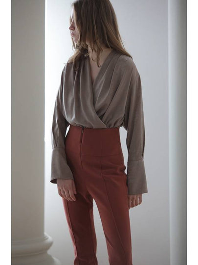 Caisienne loose fit drape blouse brown - CAHIERS - BALAAN 2