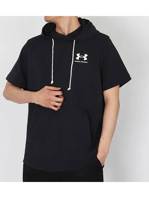 Rival Terry Short Sleeve Hoodie Black - UNDER ARMOUR - BALAAN 2