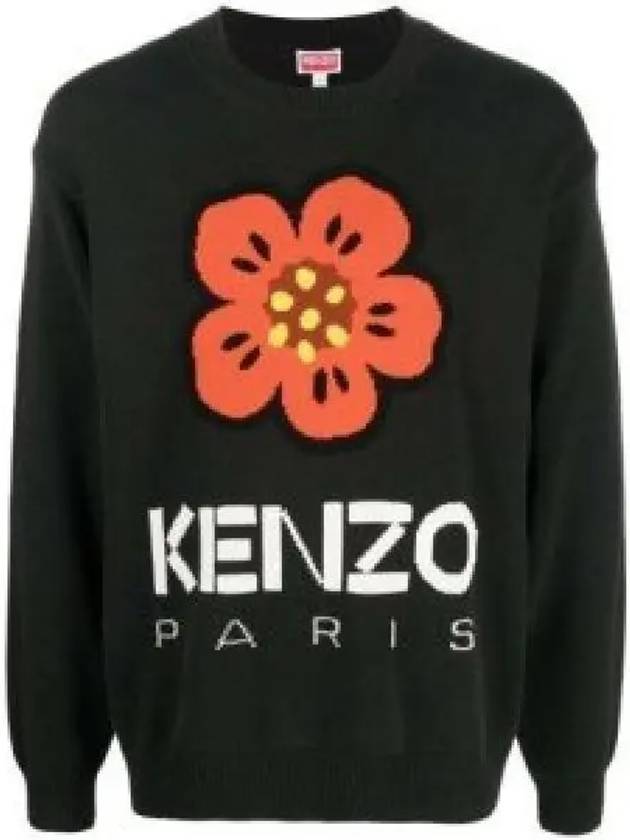 Boke Flower Wool Jumper Knit Top Black - KENZO - BALAAN 2