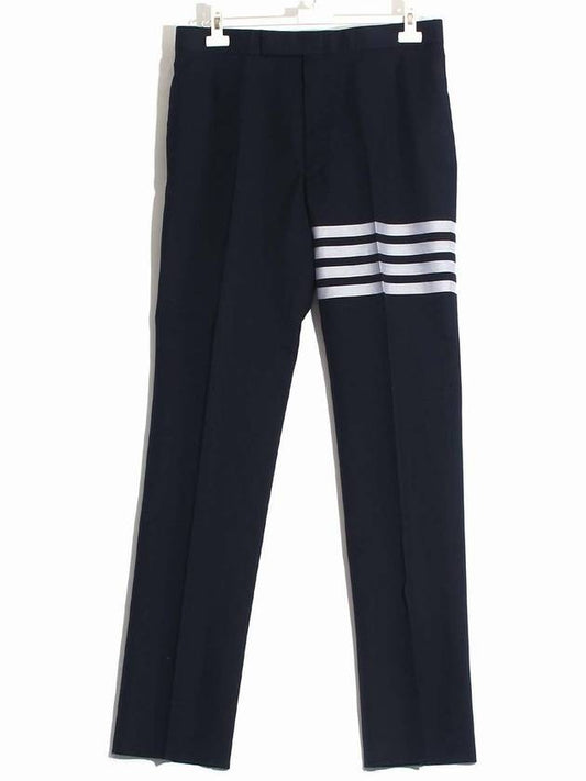 4 Bar Engineered Cotton Straight Pants Navy - THOM BROWNE - BALAAN 2