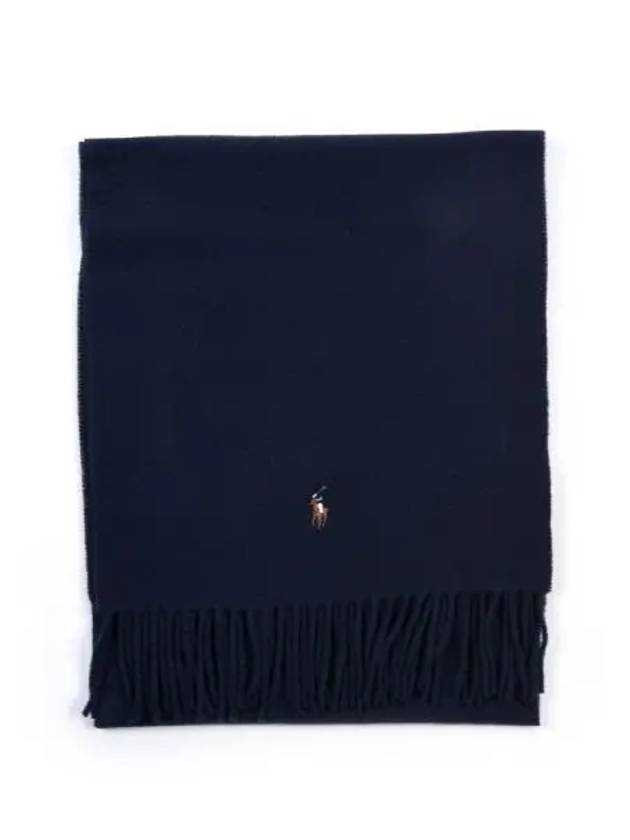 Pony Logo Signature Virgin Wool Muffler Navy - POLO RALPH LAUREN - BALAAN 2