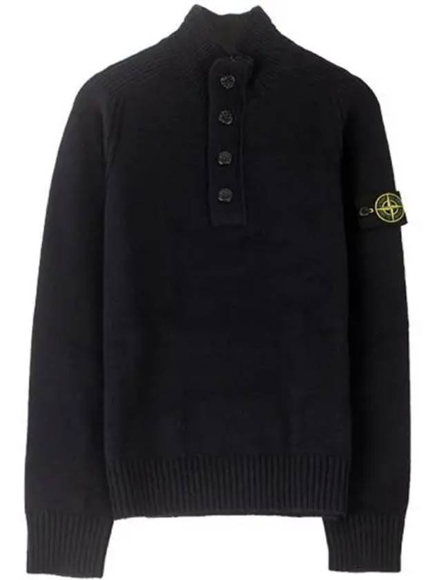 Wappen Wool Blending Half Zip Up Knit Top Navy - STONE ISLAND - BALAAN 2