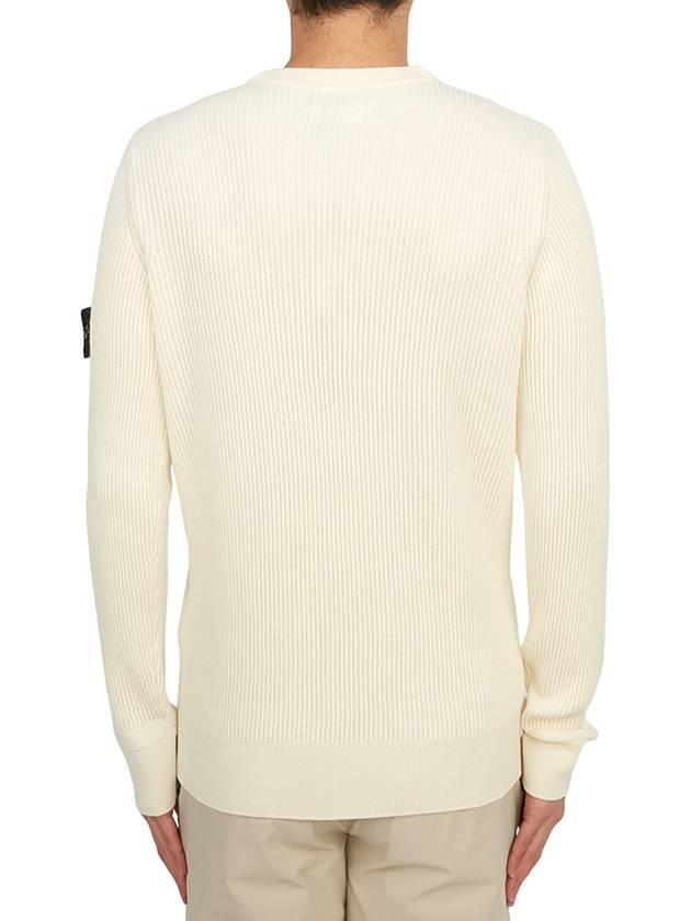 Crewneck Full Rib Wool Knit Top White - STONE ISLAND - BALAAN 5