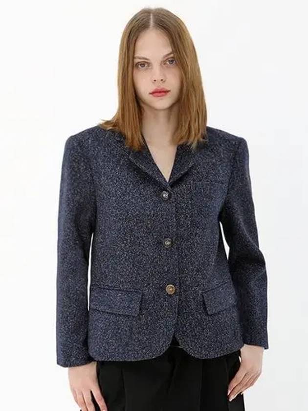 Wool Melange 2 Navy Jacket Wool Navy JK - DAMAGE MNEMONIC - BALAAN 2