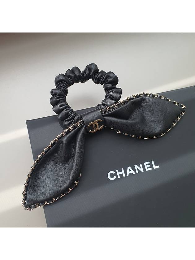 Chain Ribbon Hair Chouchou Black - CHANEL - BALAAN 1