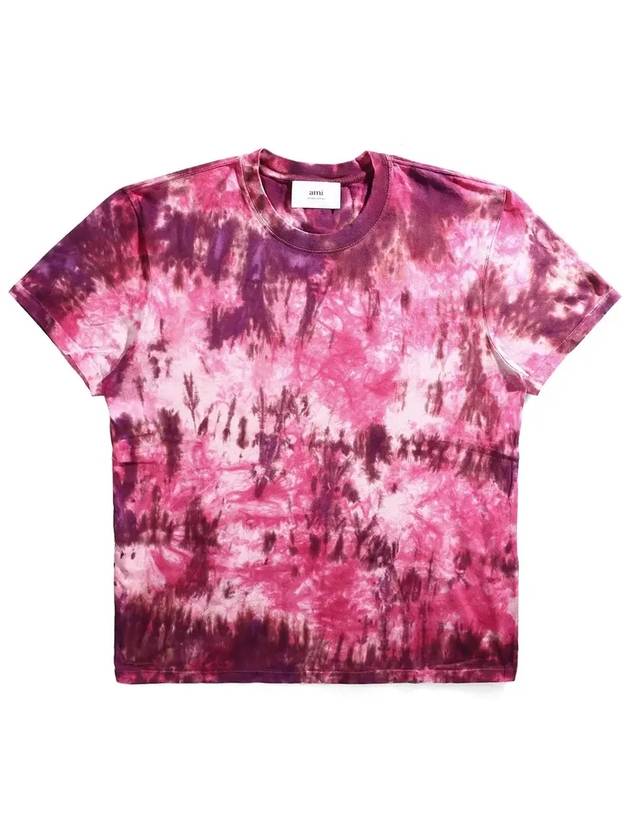 Tie Dye Short Sleeve T-Shirt Pink - AMI - BALAAN 6