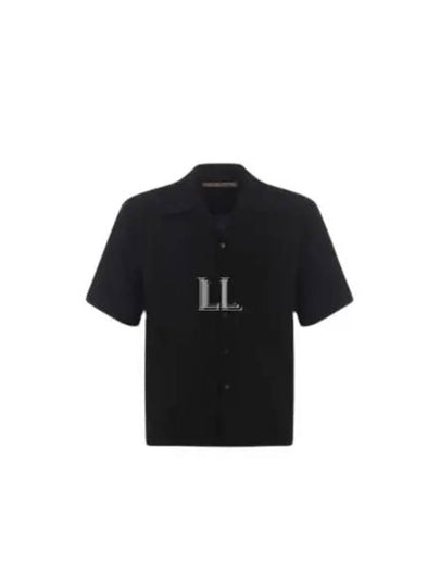 Cuban Collar Virgin Wool Short Sleeve Shirt Black - MARNI - BALAAN 2