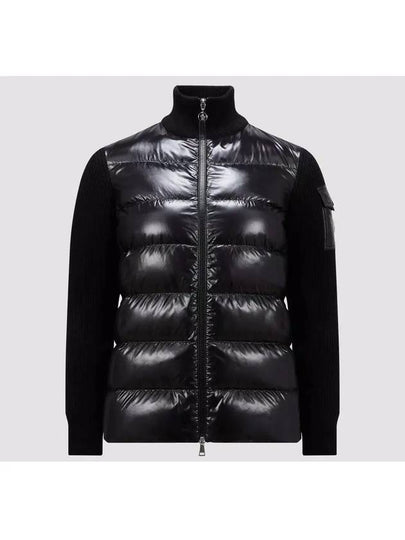 Padded Wool Cardigan Black - MONCLER - BALAAN 2