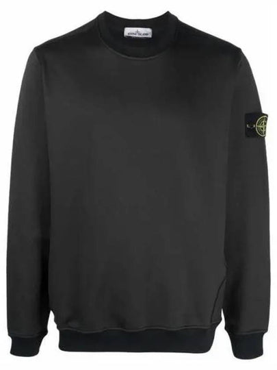 Men's Wappen Patch Round Cotton Nylon Fleece Sweatshirt Black - STONE ISLAND - BALAAN 2