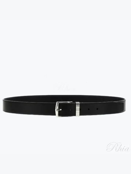 Engraved Logo Leather Belt Black - BURBERRY - BALAAN 2