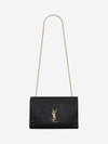 Kate Medium Reversible Chain Crocodile Embossed Leather Cross Bag Black - SAINT LAURENT - BALAAN 1