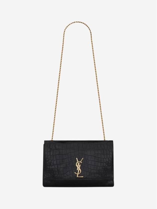 Kate Medium Reversible Chain Crocodile Embossed Leather Cross Bag Black - SAINT LAURENT - BALAAN 1