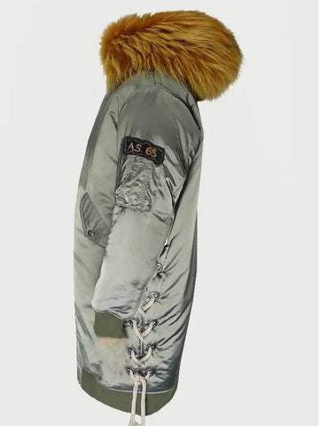Men's Natural Fox Fur Khaki Rope Jacket 2802MW AVX 770 - AS65 - BALAAN 1