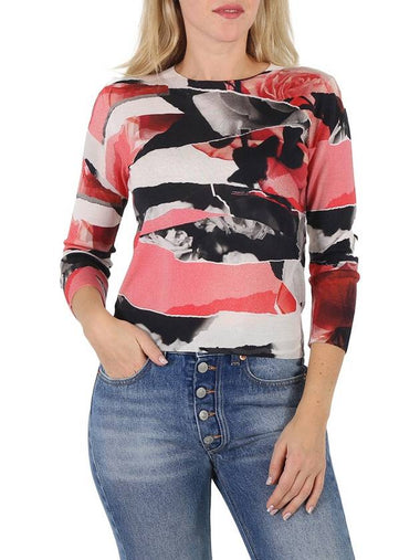 Alexander McQueen Torn Rose Long Sleeve Sweater, Size X-Small - ALEXANDER MCQUEEN - BALAAN 1