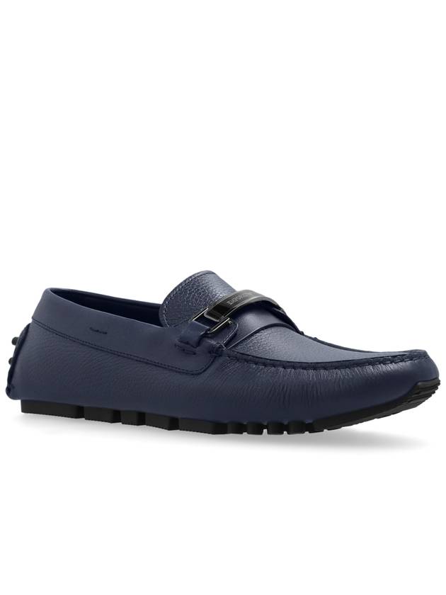 Emporio Armani Leather Loafers, Men's, Navy Blue - EMPORIO ARMANI - BALAAN 4