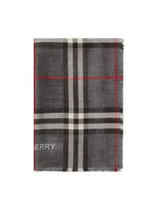 Reversible Check Wool Silk Scarf Grey - BURBERRY - BALAAN 2