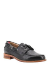 Men's Vitello Calf Leather Boat Shoes Black - THOM BROWNE - BALAAN 2