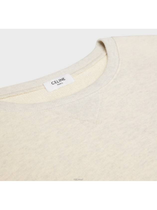 Logo Print Cotton Fleece Loose Sweatshirt Cream - CELINE - BALAAN 3