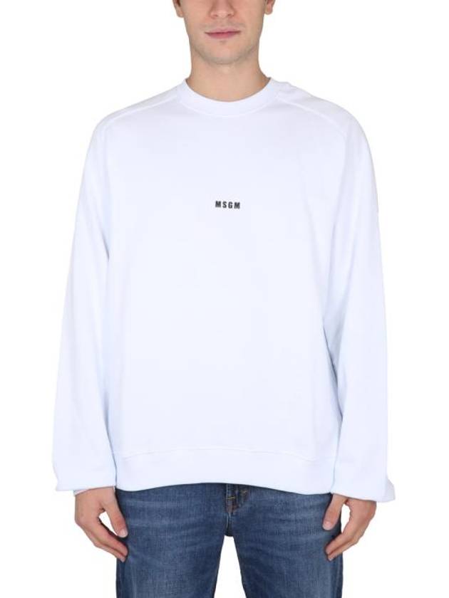 Micro Logo Print Cotton Sweatshirt White - MSGM - BALAAN 2