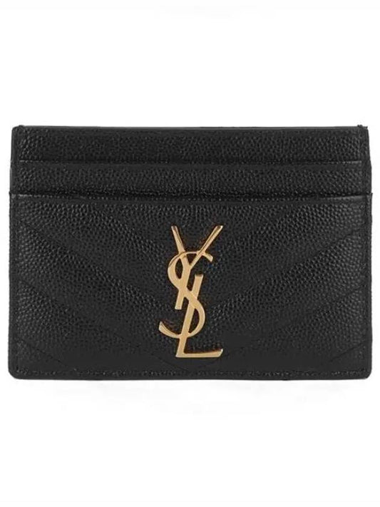 Gold Hardware Matelasse Caviar Leather Card Wallet Black - SAINT LAURENT - BALAAN 2