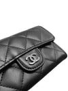 Women s A80799 Lambskin black silver snap card holder business wallet - CHANEL - BALAAN 5