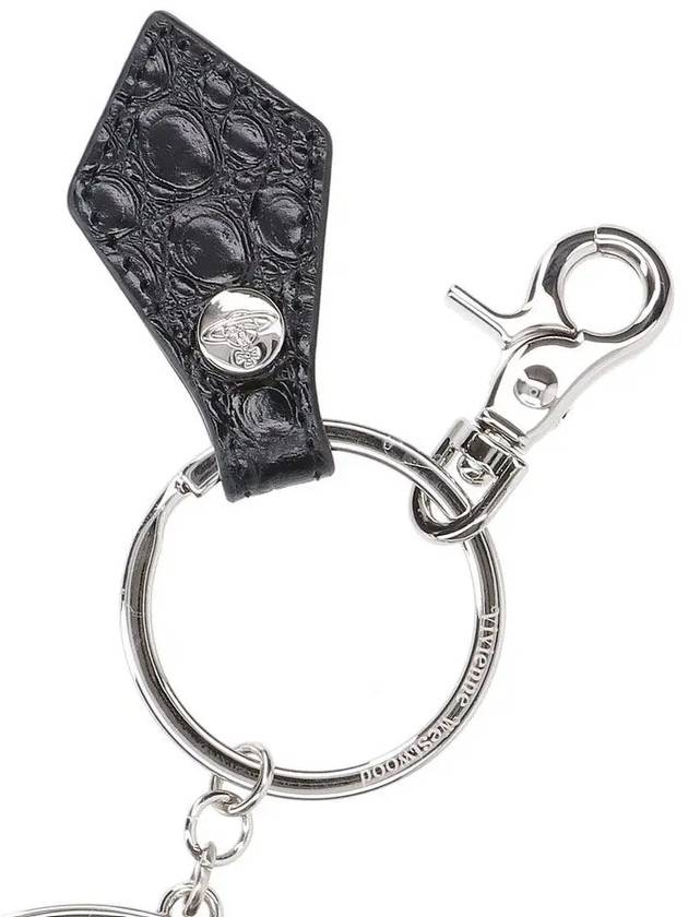 ORB Logo Charm Crocodile Skin Metal Key Holder Black - VIVIENNE WESTWOOD - BALAAN 4