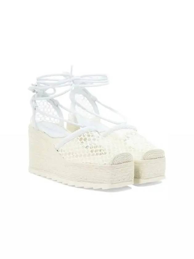 Stretch Mesh Espadrille Wedge Heels Optic White - BOTTEGA VENETA - BALAAN 4